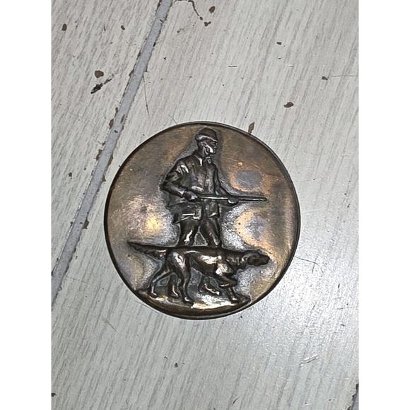 Vtg 1976 Hunter Trapper Belt Buckle Indiana Metal Craft English Setter Brass - Picture 1 of 3